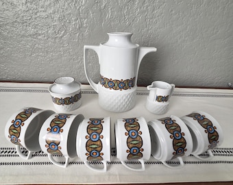 Vintage MCM Schirnding Bavaria Porcelain Coffee / Tea Service: 11 Pieces