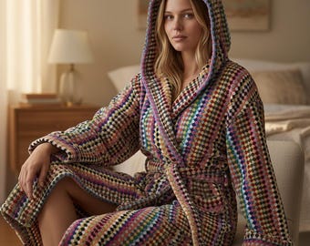 Katoenen badjas met capuchon, gezellige Turkse katoenen badjas, uniseks loungewear