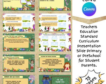 Presentazione del curriculum standard per la formazione degli insegnanti, diapositiva per la scuola primaria o prescolare, rivolta ai genitori degli studenti.