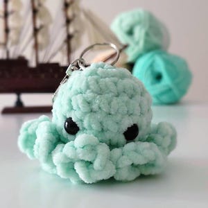 Mini Octopus Plushie - Keychain | soft sensory | pastel color | handmade crochet | kawaii charm keyring gift