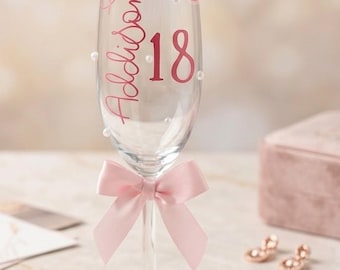 Copa de champán personalizada con forma de mariposa 3D – Nombre personalizado, copa para hitos de edad