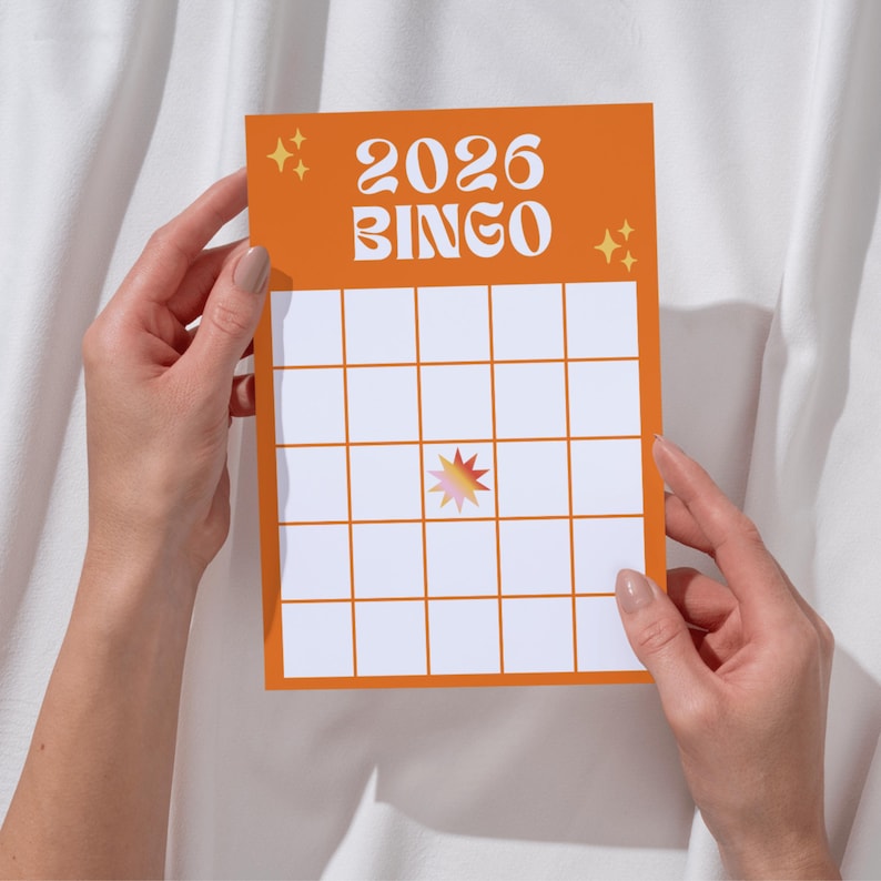 2026 Bingo Card, Printable & Customisable A5 Template | New Year Goals ...