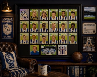 Sheffield Wednesday Framed Stickers Merlin 1995 Team Set Collection Display