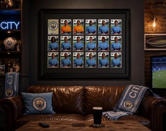 Manchester City Framed Stickers Panini 2023 Team Set Collection Display