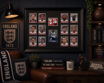 England 2006 Framed Stickers Team Set Collection Display Vintage Retro
