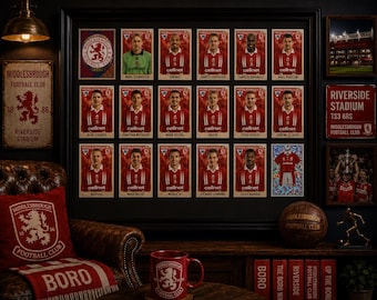 Middlesbrough Framed Stickers Merlin 1999 Team Set Collection Display Vintage