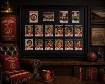 Manchester United Framed Stickers Panini 1980 Team Set Collection Display Retro