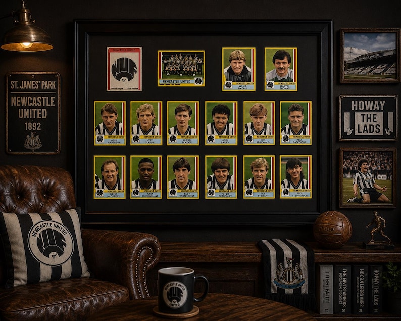 Newcastle United Framed Stickers Panini 1987 Team Set Collection Display Vintage image 1