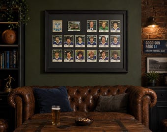 Everton Framed Stickers Panini 1980 Team Set Collection Display Vintage Retro