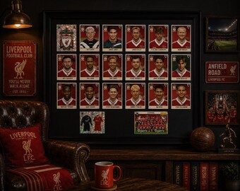 Liverpool Framed Stickers Merlin 1996 Team Set Collection Display Vintage Retro