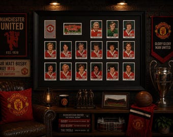 Manchester United Framed Stickers Panini 1979 Team Set Collection Display Vintage Retro