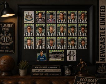 Newcastle Framed Stickers Merlin 1995 Team Set Collection Display Vintage Retro