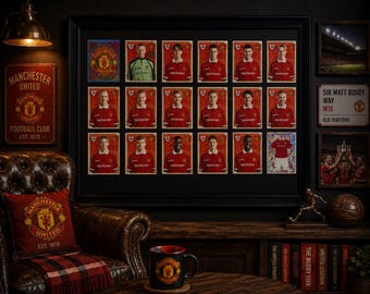 Manchester United Framed Stickers Merlin 1999 Team Set Collection Display Retro