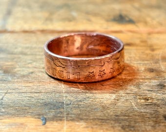 Indian head copper coin ring 1/4 ounce