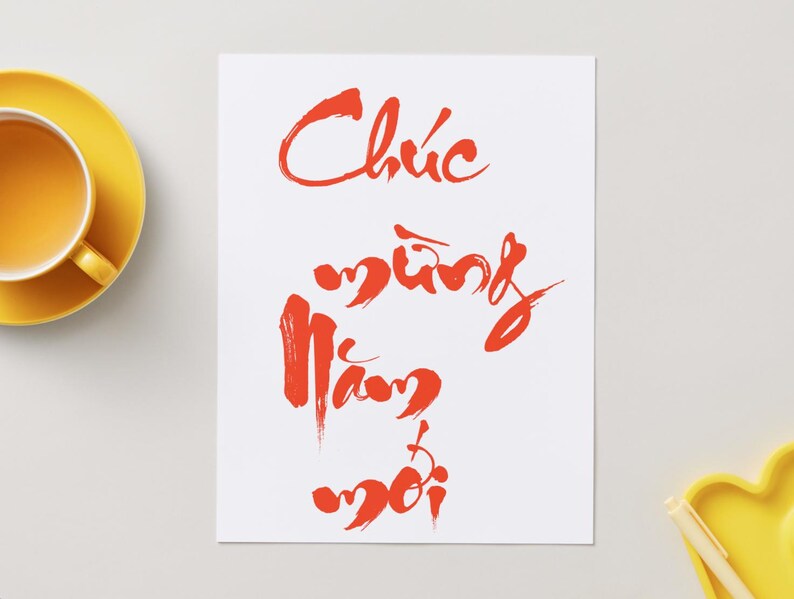 Chuc Mung Nam Moi Printable Thu Phap Style| Vietnamese Calligraphy - Etsy
