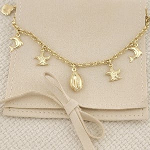 18K Gold Filled Sea Charms Anklet, Beach Jewelry, Coastal Anklet, Gift for Her