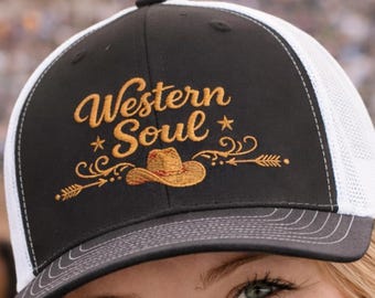 Western Soul-snapbackpet, geborduurd cowboyhoedontwerp, rodeohoed