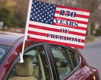 Vlag 250 jaar vrijheid, dubbelzijdige Amerikaanse vlag, decor patriottische onafhankelijkheid