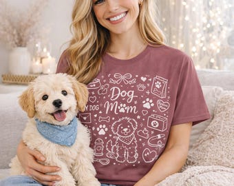 T-shirt met krabbelontwerp hond | pootafdruk huisdier, bot, speelgoedillustratie