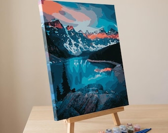 Måla efter siffror på galleriduk – ”Landskap” – 40×50 cm – Klassiska och metalliska akrylfärger