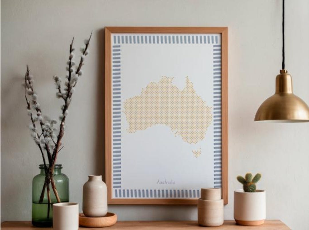 Australia Map Wall Art – Modern Printable Digital Download, Minimalist ...