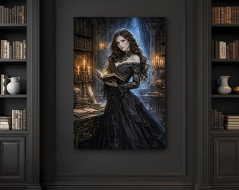 Victorian Gothic Art Print – Librariancore Wall Art, Gothic Library Decor, Dark Academia Bookish Art, Moody Victorian Wall Art