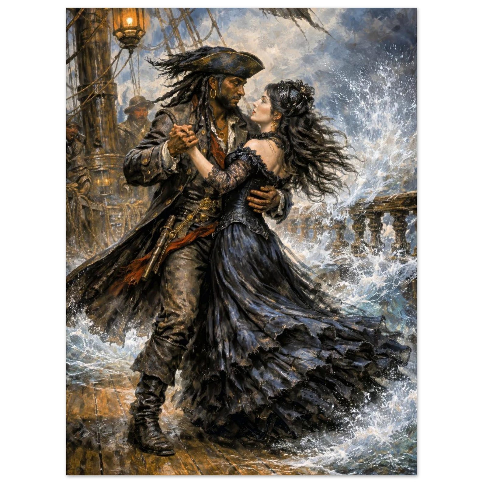 Victorian Gothic Pirate Art Print, Dark Romantic Pirate Ship Dance ...