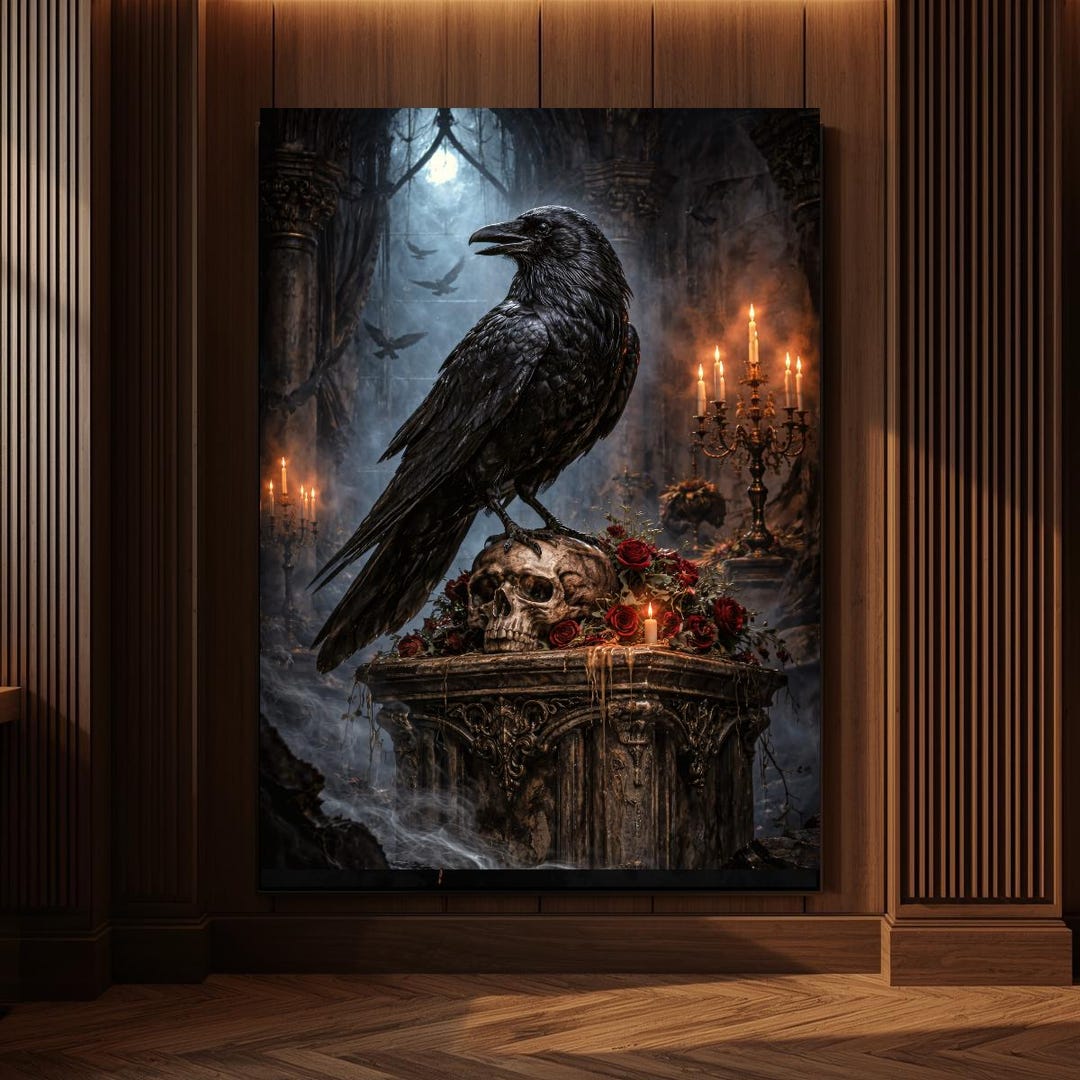 Victorian Gothic Art Print – Crow Wall Art, Dark Raven Decor, Gothic ...