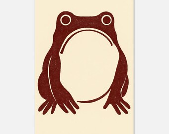 Vintage Frog Wall Art Print, Retro Silhouette in Mid-Century Style