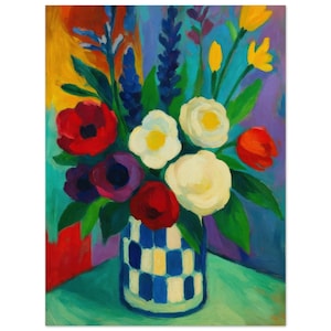 Colorful Bouquet Art Print, Vibrant Floral Wall Decor with Bold Colors