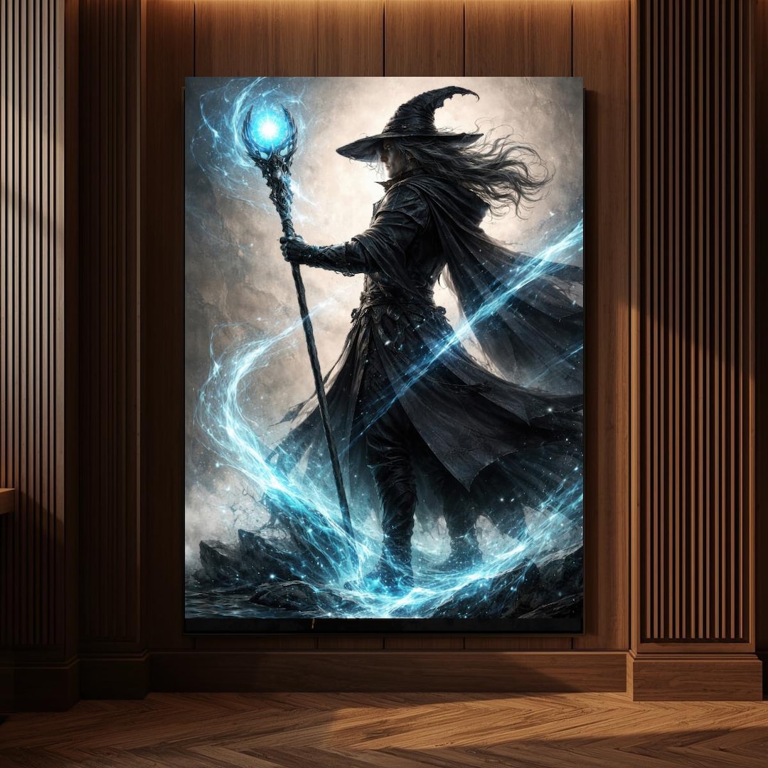 Fantasy Wall Art Print, Wizard Poster Art, Dark Mage Artwork, Magic ...