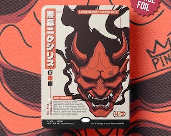 Proxy de Captive Kingpin de Ob Nixilis - Carta MTG japonesa con máscara de Oni - (Surge Foil) - EDH