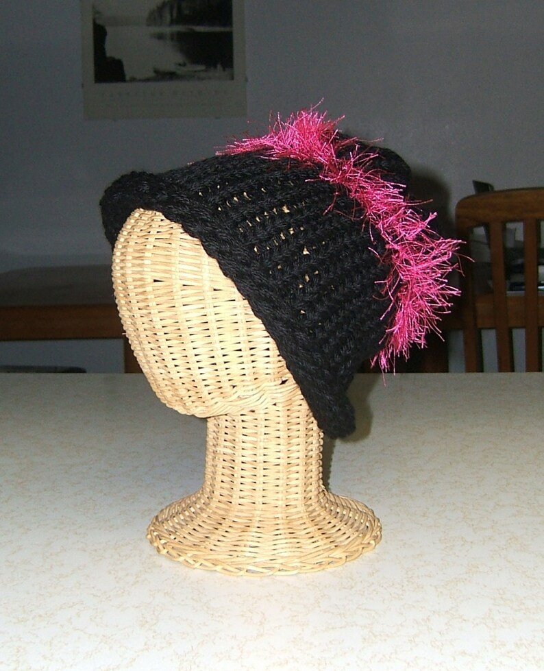 black knit hat with brim