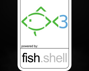 Powered by Fish Shell Sticker | Modern Unix Command Line Decal | Linux Developer Vinyl