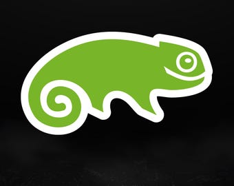 openSUSE カメレオン ステッカー | SUSE ロゴ | システム管理者向けギフト | ドイツ製、5サイズ