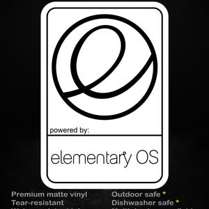 Drivs av elementary OS-klistermärke – Minimal Linux Desktop-vinylklistermärke