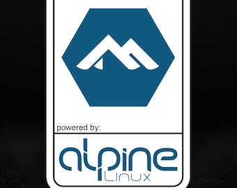 Powered by AlpineLinux Glänzende Vinyl Aufkleber - Minimalistisches, sicheresLinux
