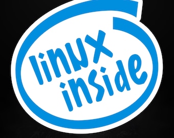 Adesivo Linux Inside / Logo classico blu da nerd / Regalo per amministratore di sistema / Umorismo per sviluppatori, 5 misure