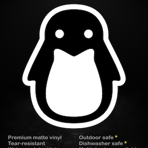 Minimalist Linux Penguin Sticker, Tux Style Decal, Open Source Laptop Vinyl