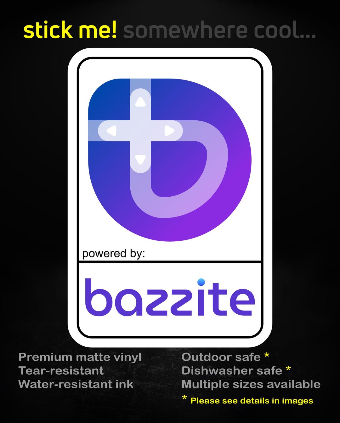 Powered by Bazzite – Gaming-focused Linux Vinyl Sticker for Steam Deck ...