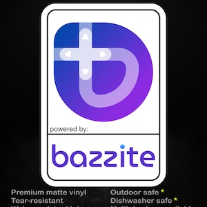 Powered by Bazzite – Gaming-Focused Linux Vinyl Sticker for Steam Deck & PCs