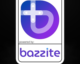 Powered by Bazzite – Gaming-Focused Linux Vinyl Sticker for Steam Deck & PCs