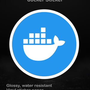 Adhesivo redondo con el logotipo de Docker, pegatina brillante para portátil para desarrolladores e ingenieros DevOps, 5 tamaños