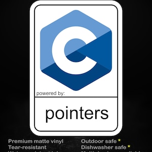 Powered by C Language – “Pointers” Programming Humor Sticker for Developers