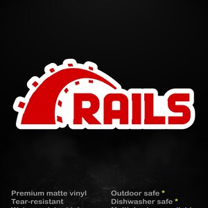 Logotipo de Ruby on Rails: pegatina de vinilo mate para desarrolladores web y programadores.