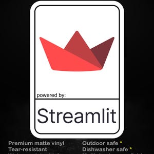 Adhesivo de vinilo con tecnología de Streamlit: aplicaciones de datos de Python y productividad para desarrolladores.