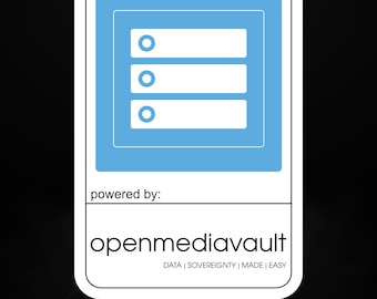 Basato su OpenMediaVault Sticker / NAS Server Decal / Piattaforma di archiviazione open source / Tecnologia per homelab e self-hosted