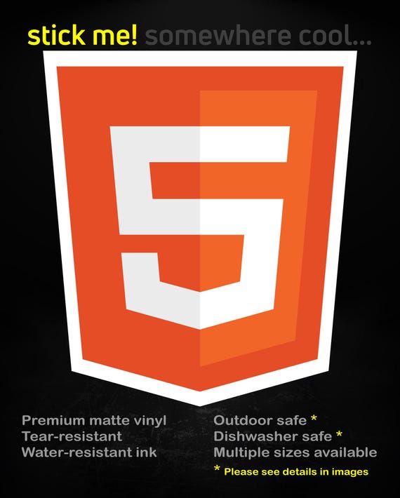 HTML5 – Matte Vinyl Sticker for Developers, Web Designers & Creators