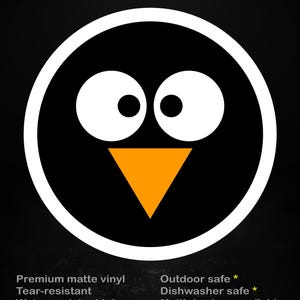 Minimalistisk pingvinklistermärke – Linux-inspirerad matt vinyldekal (vattenbeständig)