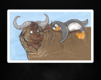 GNU Love Sticker, Free Software Art Decal, Matte Vinyl Laptop Sticker